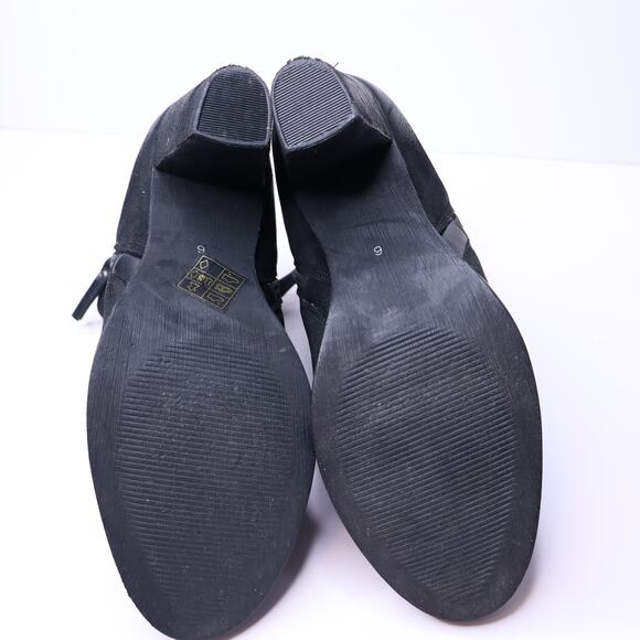 MIA Maddock Ankle Bootie Black Leather Stacked Heeled Side Zip Women's 6 - Picture 7 of 9